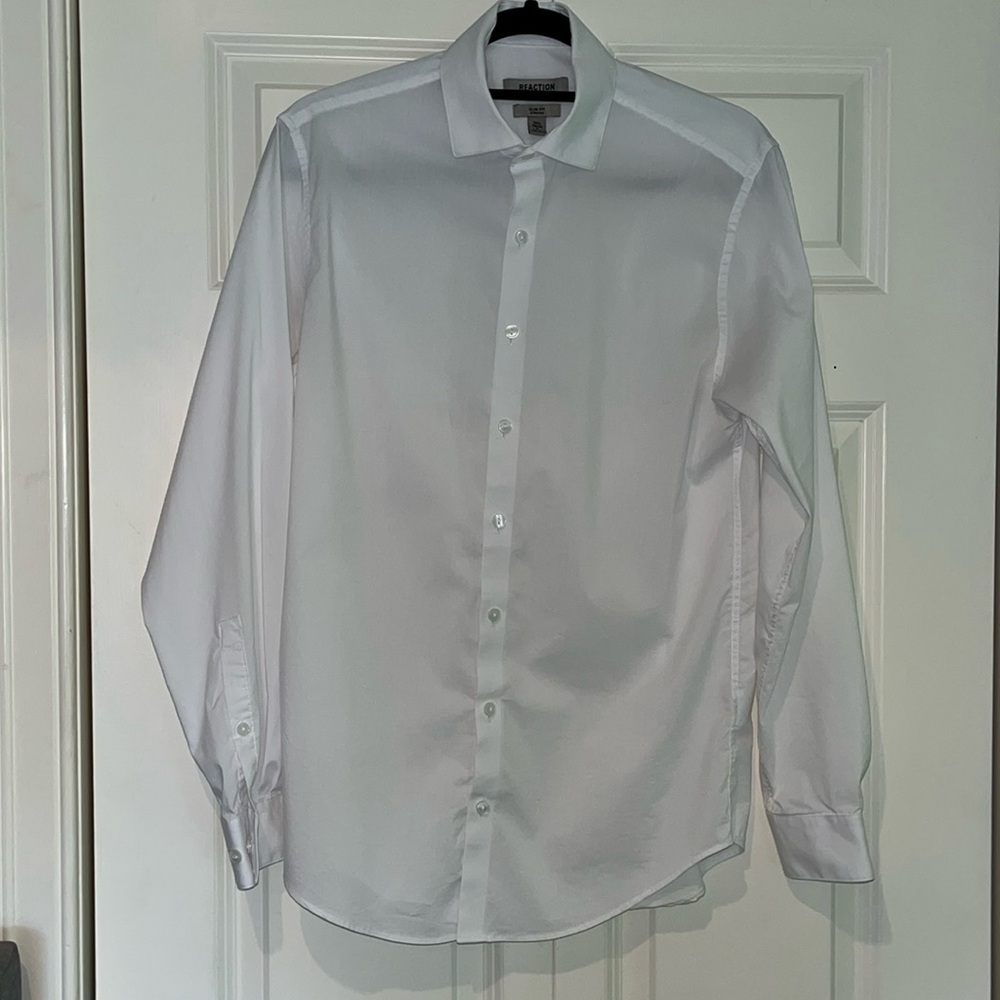 Kenneth Cole Reaction white dress shirt, slim fit, 14.5, 32/33, S